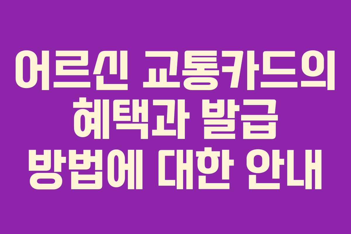어르신 교통카드의 혜택과 발급 방법에 대한 안내