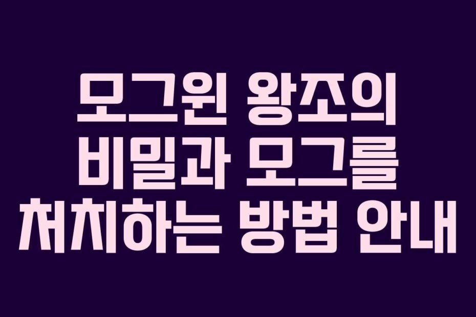 모그윈 왕조의 비밀과 모그를 처치하는 방법 안내