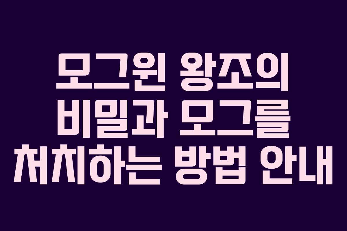 모그윈 왕조의 비밀과 모그를 처치하는 방법 안내