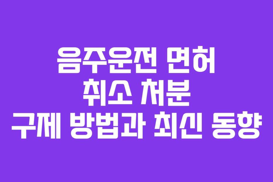 음주운전 면허 취소 처분 구제 방법과 최신 동향