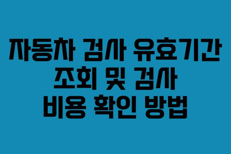 자동차 검사 유효기간 조회 및 검사 비용 확인 방법