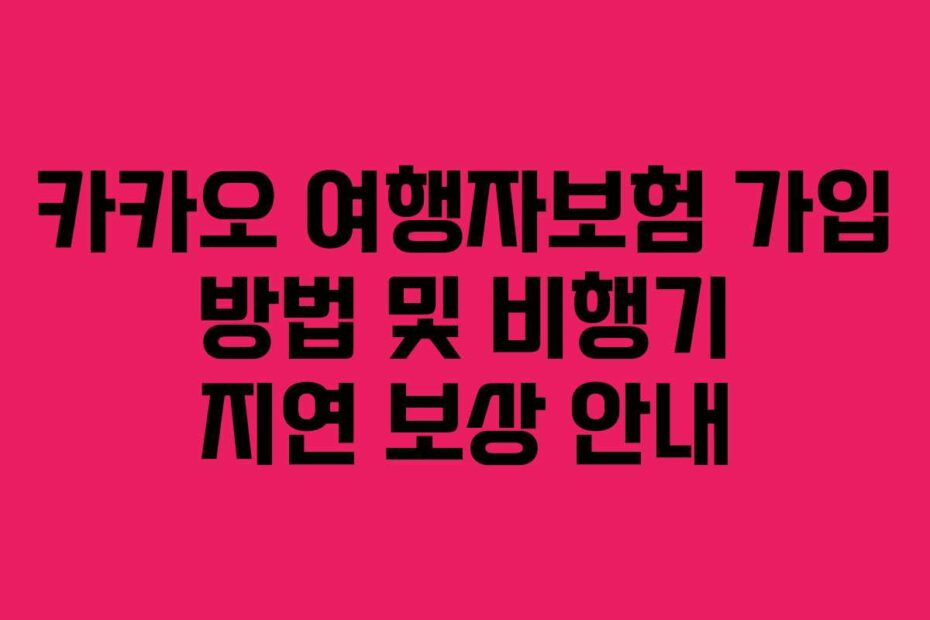 카카오 여행자보험 가입 방법 및 비행기 지연 보상 안내