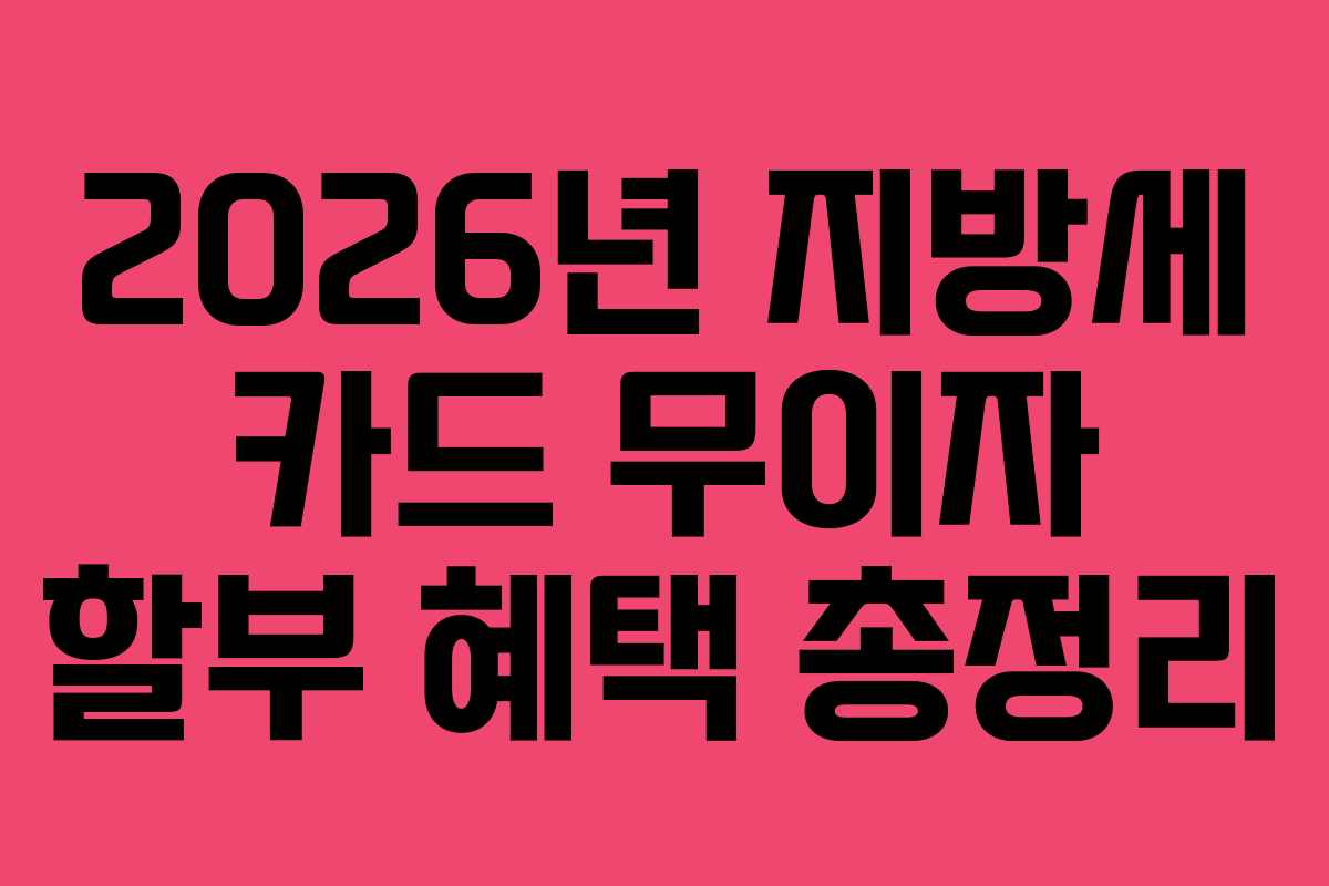 2026년 지방세 카드 무이자 할부 혜택 총정리