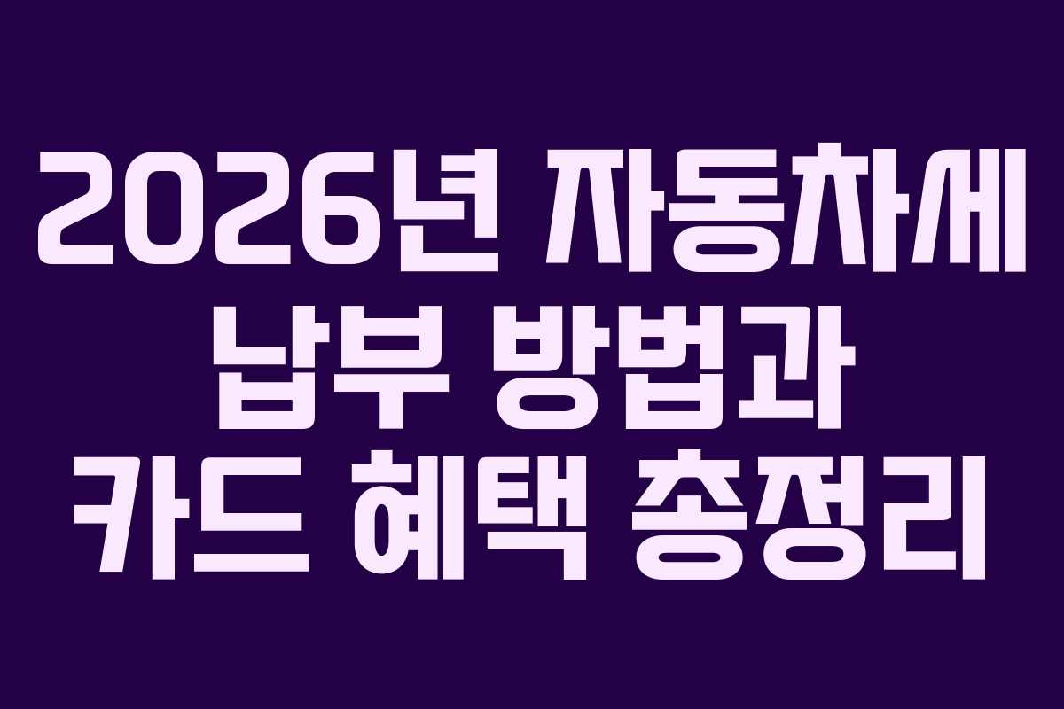2026년 자동차세 납부 방법과 카드 혜택 총정리