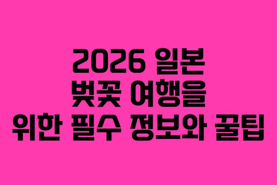2026 일본 벚꽃 여행을 위한 필수 정보와 꿀팁