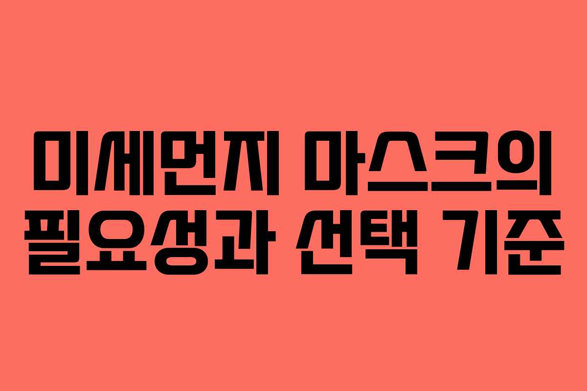 미세먼지 마스크의 필요성과 선택 기준