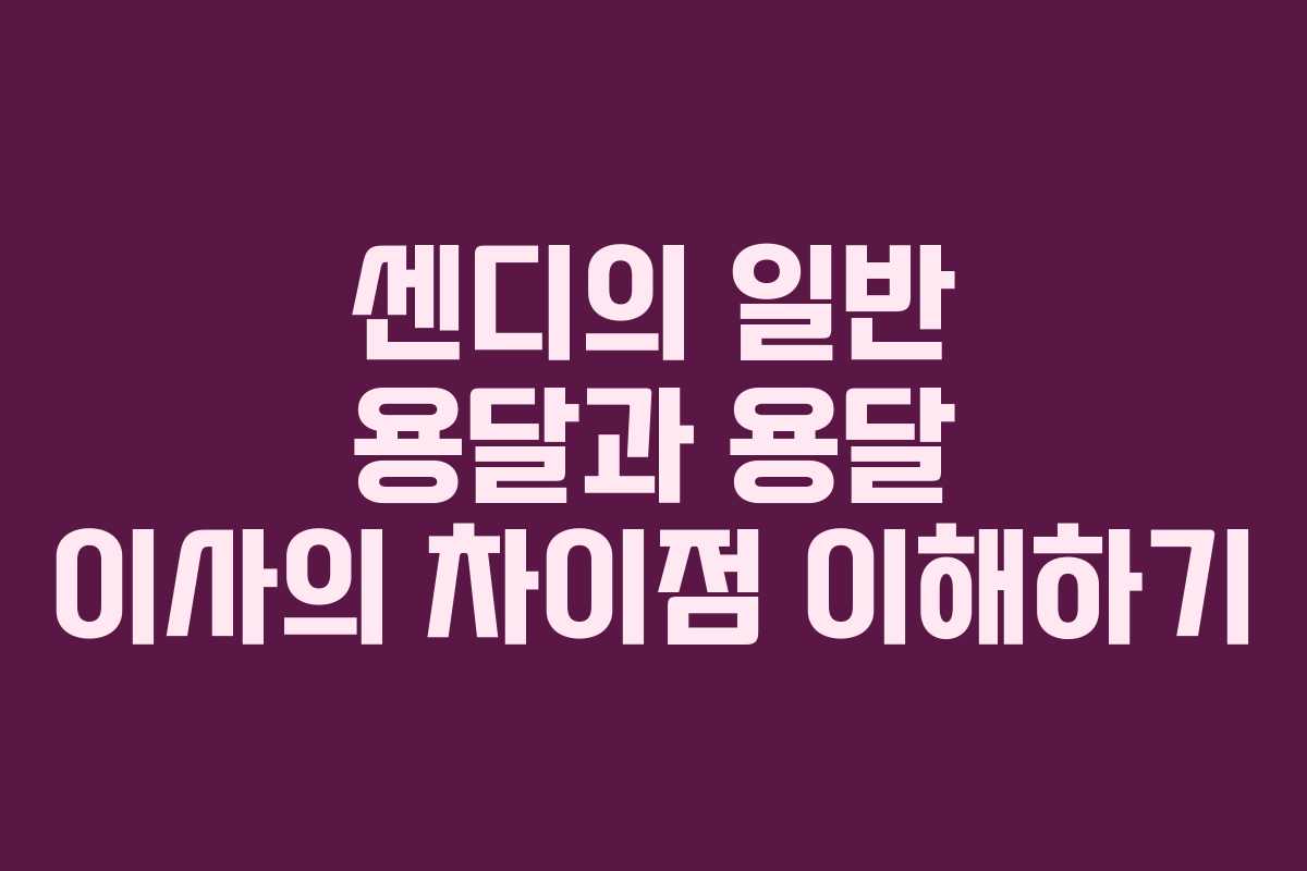 센디의 일반 용달과 용달 이사의 차이점 이해하기