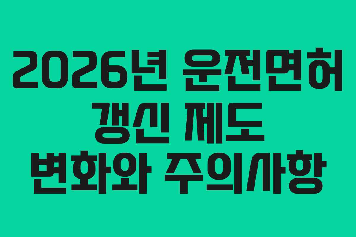 2026년 운전면허 갱신 제도 변화와 주의사항