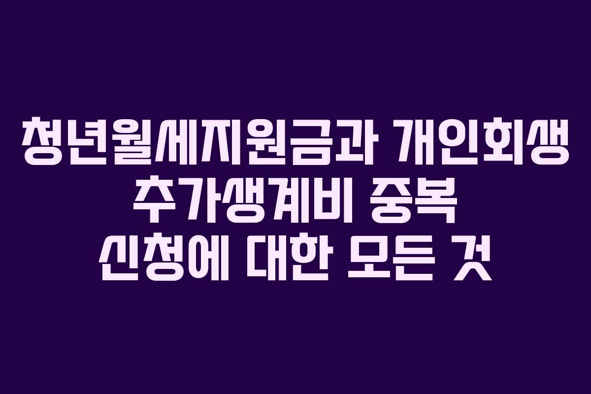 청년월세지원금과 개인회생 추가생계비 중복 신청에 대한 모든 것