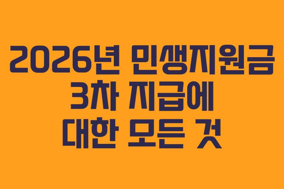 2026년 민생지원금 3차 지급에 대한 모든 것