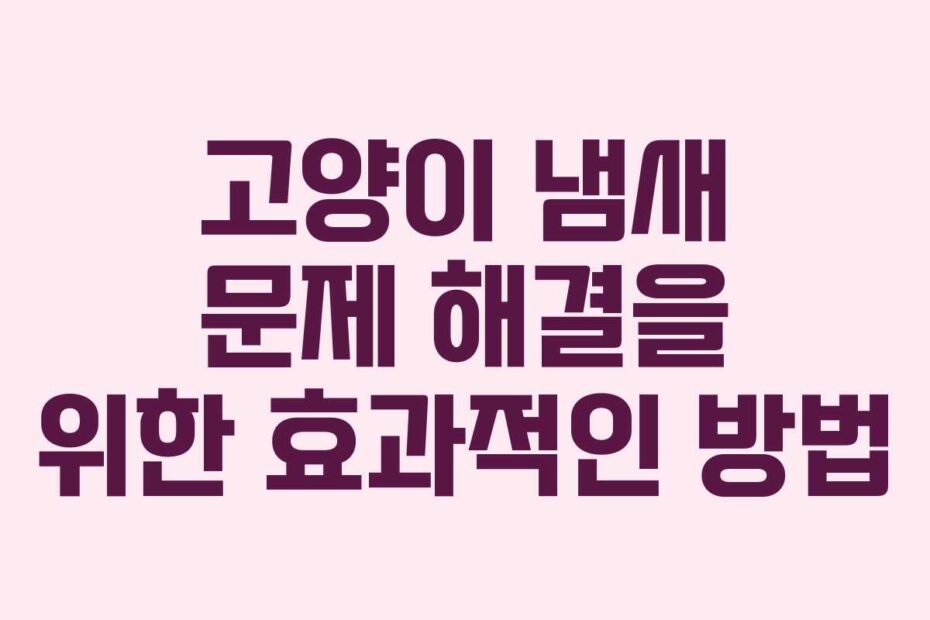 고양이 냄새 문제 해결을 위한 효과적인 방법