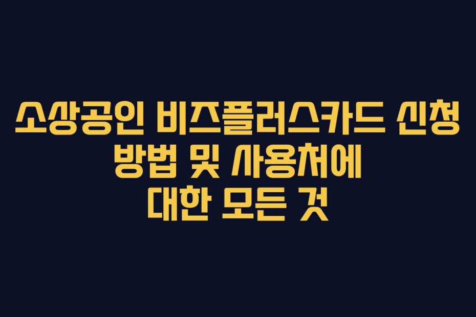 소상공인 비즈플러스카드 신청 방법 및 사용처에 대한 모든 것