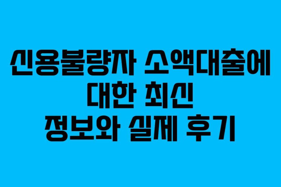 신용불량자 소액대출에 대한 최신 정보와 실제 후기