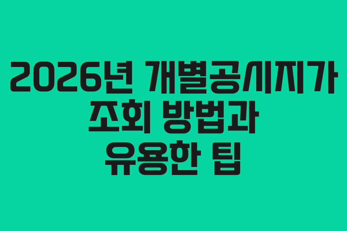 2026년 개별공시지가 조회 방법과 유용한 팁