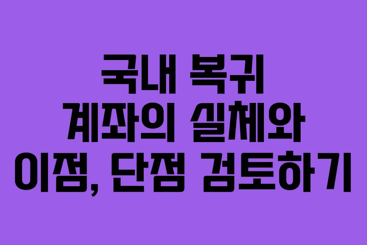 국내 복귀 계좌의 실체와 이점, 단점 검토하기