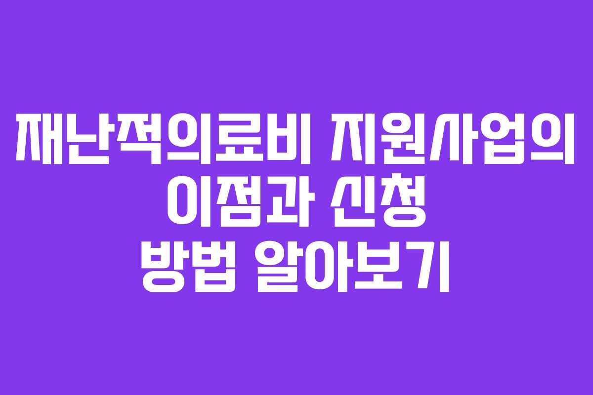재난적의료비 지원사업의 이점과 신청 방법 알아보기