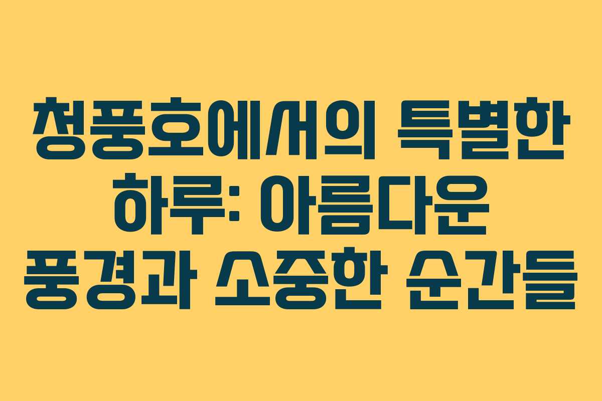 청풍호에서의 특별한 하루: 아름다운 풍경과 소중한 순간들