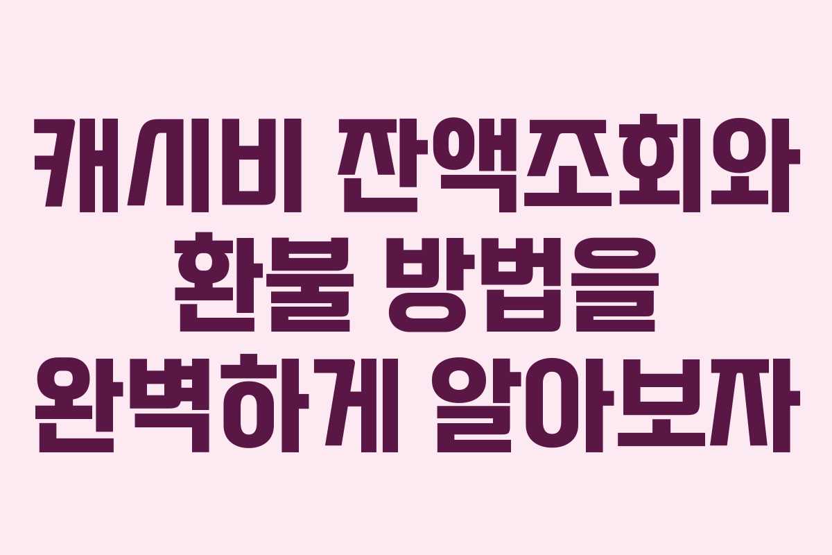 캐시비 잔액조회와 환불 방법을 완벽하게 알아보자