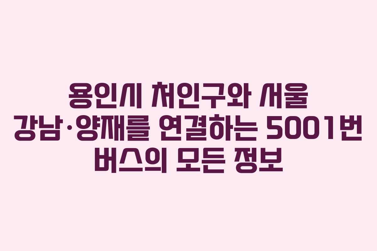 용인시 처인구와 서울 강남·양재를 연결하는 5001번 버스의 모든 정보