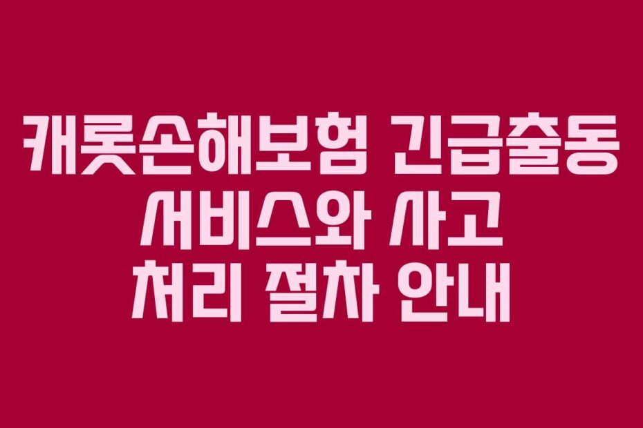 캐롯손해보험 긴급출동 서비스와 사고 처리 절차 안내