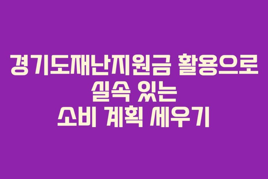 경기도재난지원금 활용으로 실속 있는 소비 계획 세우기