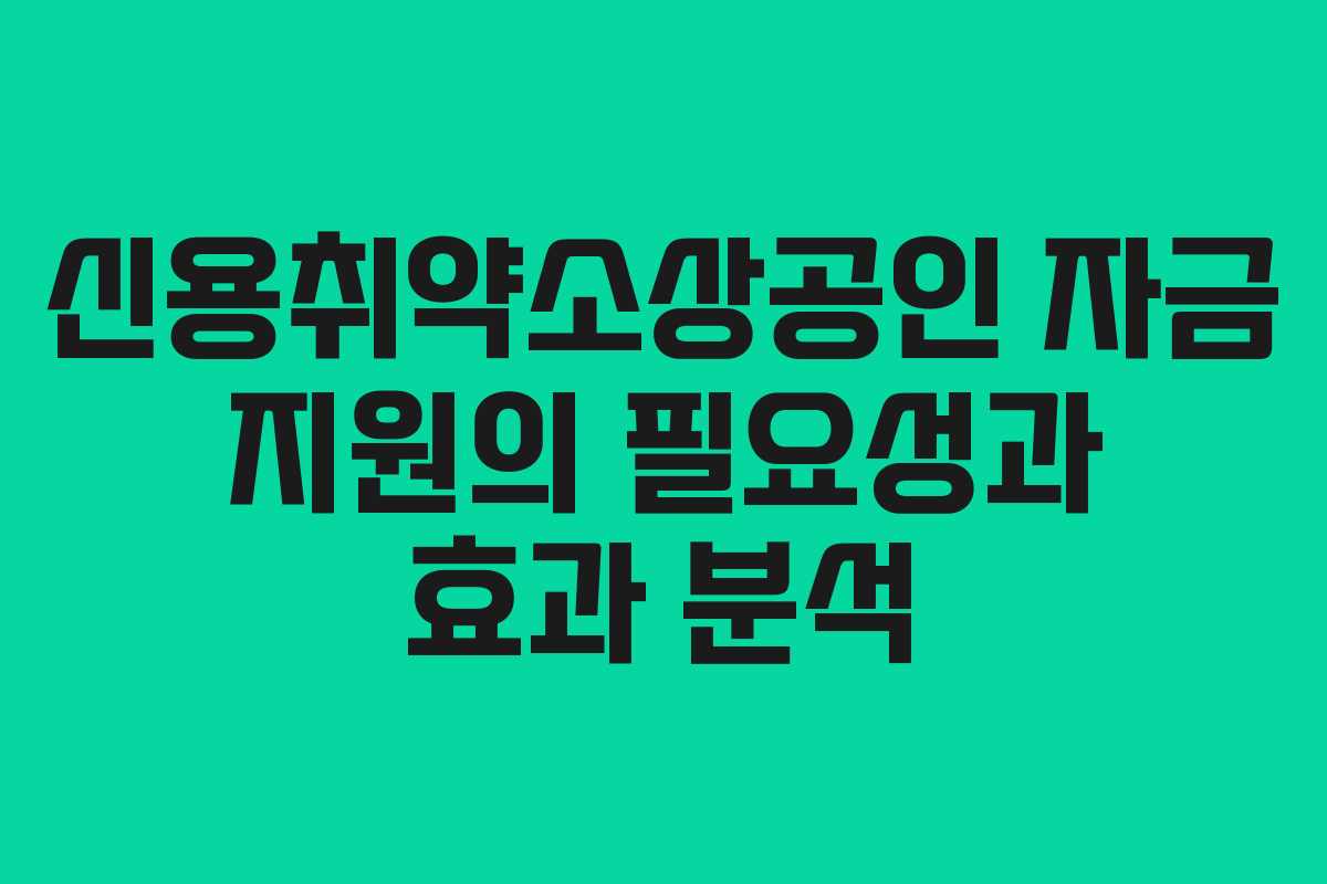 신용취약소상공인 자금 지원의 필요성과 효과 분석