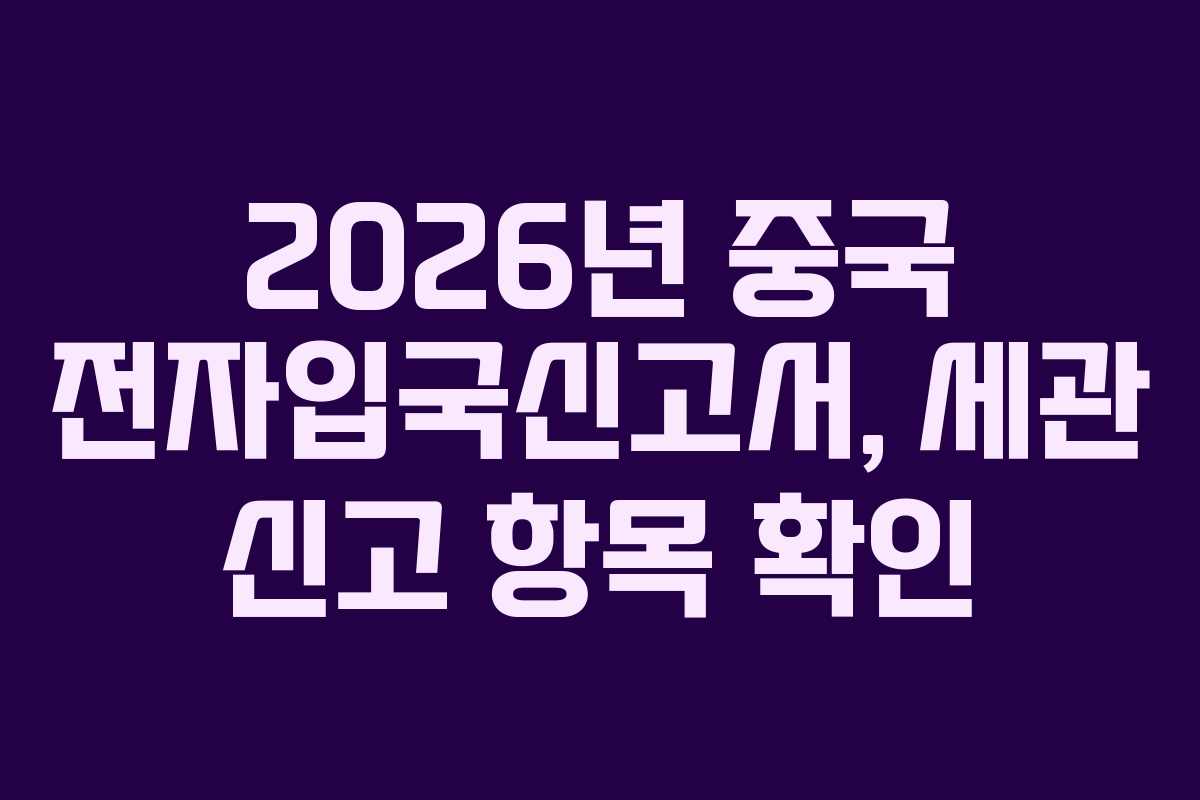 2026년 중국 전자입국신고서, 세관 신고 항목 확인