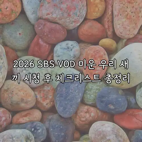 2026 SBS VOD 미운 우리 새끼 시청 후 체크리스트 총정리