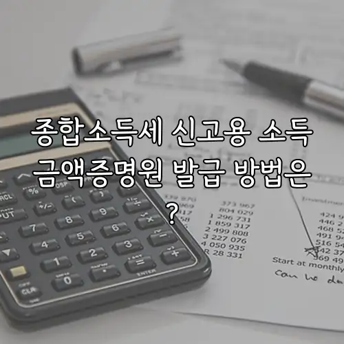 종합소득세 신고용 소득금액증명원 발급 방법은?