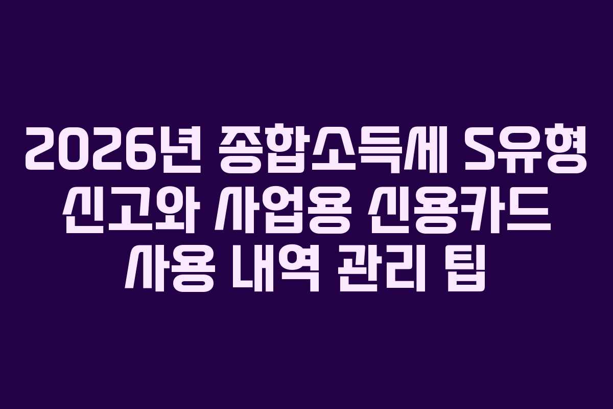 2026년-종합소득세-S유형-신고와-사업용-신용카드-사용-내역-관리-팁