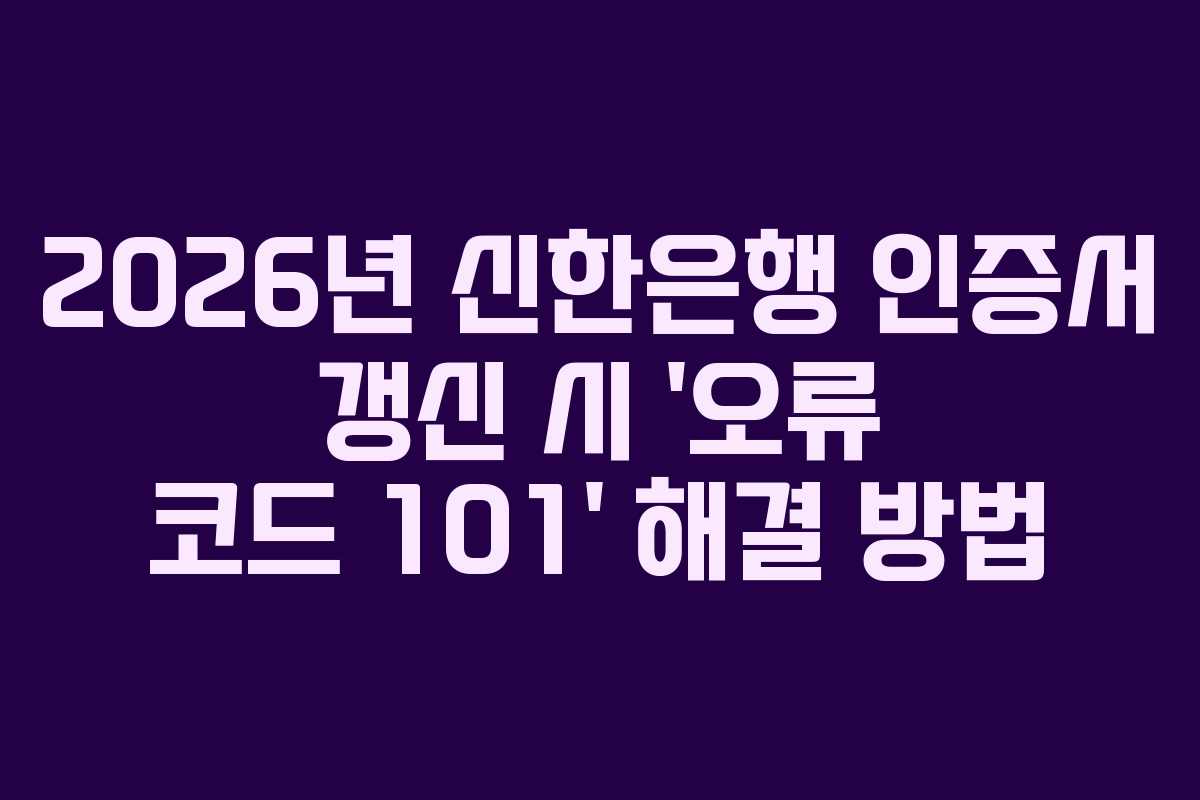 2026년 신한은행 인증서 갱신 시 '오류 코드 101' 해결 방법