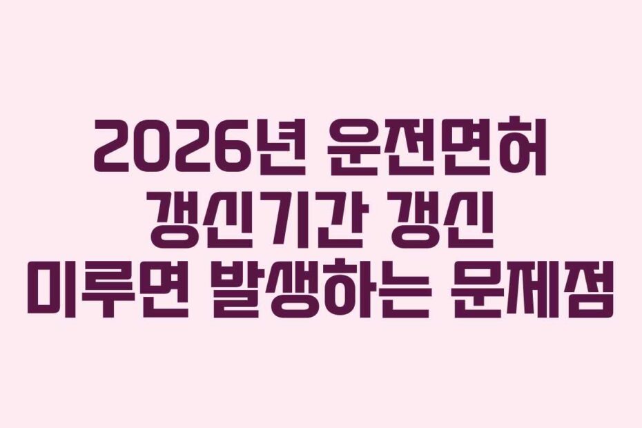 2026년-운전면허-갱신기간-갱신-미루면-발생하는-문제점