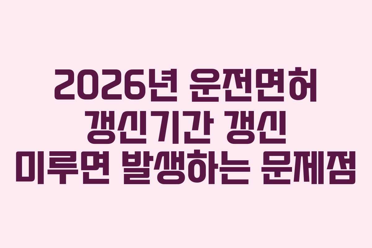 2026년 운전면허 갱신기간 갱신 미루면 발생하는 문제점