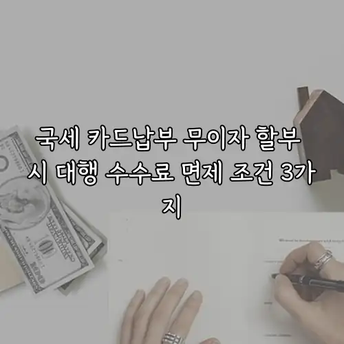 국세 카드납부 무이자 할부 시 대행 수수료 면제 조건 3가지