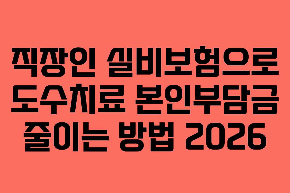 직장인 실비보험으로 도수치료 본인부담금 줄이는 방법 2026