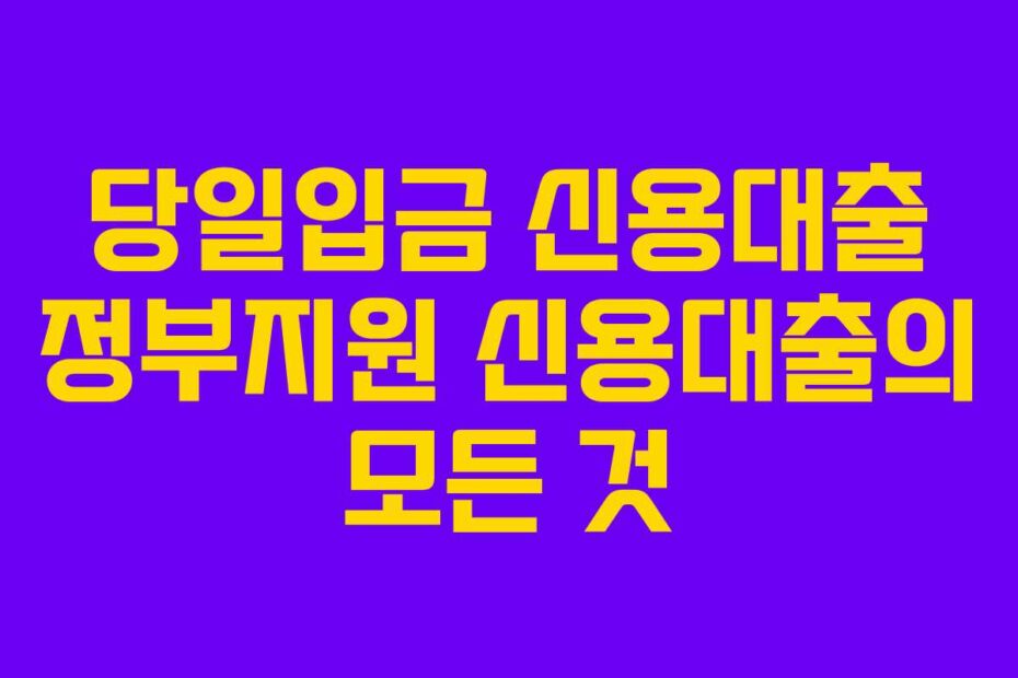 당일입금-신용대출-정부지원-신용대출의-모든-것
