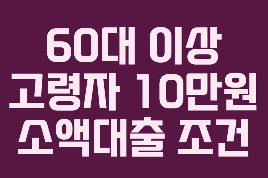 60대-이상-고령자-10만원-소액대출-조건
