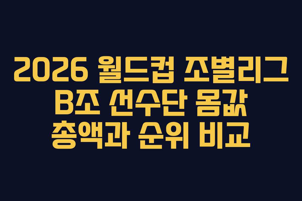 2026 월드컵 조별리그 B조 선수단 몸값 총액과 순위 비교