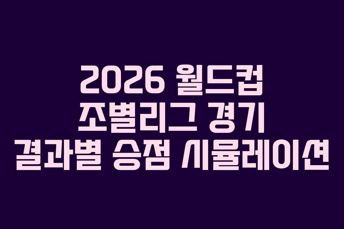 2026 월드컵 조별리그 경기 결과별 승점 시뮬레이션