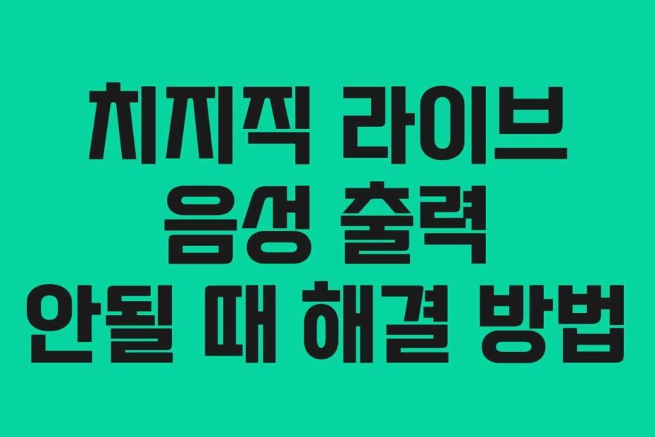치지직-라이브-음성-출력-안될-때-해결-방법