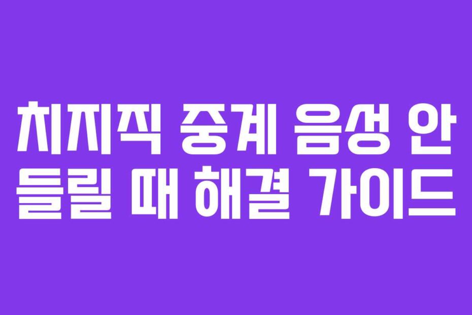 치지직-중계-음성-안-들릴-때-해결-가이드