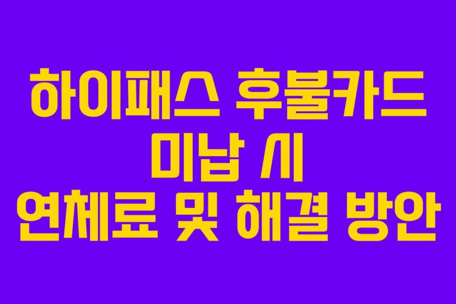 하이패스-후불카드-미납-시-연체료-및-해결-방안
