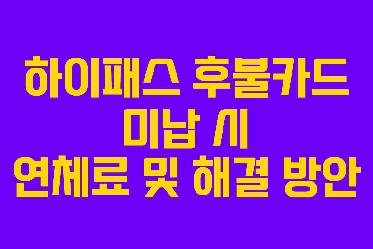 하이패스 후불카드 미납 시 연체료 및 해결 방안